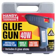 Handy Hardware 40W Hot Glue Gun W Carry Case + 6 Glue Sticks Craft Hobby