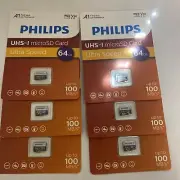 Philips UHS-I microSD Card Ultra Speed 64gb BM32TF064B Security Game Cam Qty 6