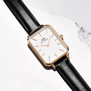 【Daniel Wellington】Quadro Sheffield 20X26 經典黑皮革小方錶(DW00100434)