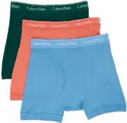 Calvin Klein Men's nb4002926 Cotton Classic Trunk, 3-Pack Blue Green Coral, S