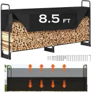 Firewood Rack Outdoor Heavy Duty Firewood Holder W/ Cover Firewood Storage Rack