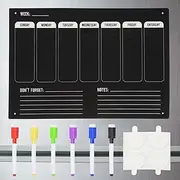 uxcell Acrylic Magnetic Calendar for Fridge, 12"x8" Calendar Planning Board Weekly Planner with Highlight Markers for Fridge Menu To-Do List, Black