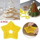 6Pcs/Set Christmas Tree Cake Five-pointed Star Cookies Baking Cutters Mold DIY