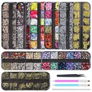 9 Boxes Nail Rhinestones,Nail Gems Nail Diamonds,Nail Art Studs Nail Crystals Na