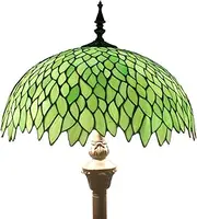 [WERFACTORY] Tiffany Floor Lamp Green Wisteria Stained Glass Standing Reading Light 16X16X64 Inches Antique Style Pole Corner Lamp Decor Bedroom Living Room Home Office S523 Series