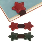 2pcs Magnetic Bookmarks, Star Leather Magnetic Bookmark, Wine Red+Green
