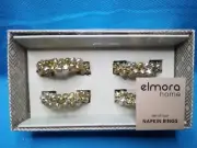 Jingle Bell Christmas Metal Napkin Rings or Holders Set of 4 Silver and gold