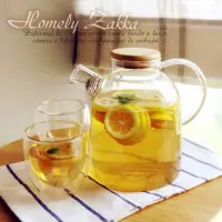 在飛比找momo購物網優惠-【Homely Zakka】午茶食光茶濾短嘴竹蓋玻璃壺/花果