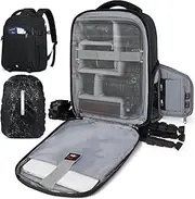 [Lubardy] Camera Backpack Camera Bag for Photographers DSLR SLR Mirrorless Camera Cases with Waterproof Rain Cover & Laptop Compartment Fits 15.6 Inch Laptop,Anti Theft Travel Photography Backpack,Black