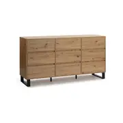 Dan Dresser Chest Of 9-Drawers Storage Cabinet - Oak/Black