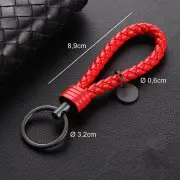 1Pc Car Parts Keychain Leather Rope Strap Weave Keyring Key Ring Key Chain Red (for: Daihatsu)