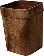 B Baosity Imitation Wood Grain Trash Can Garbage Basket Modern Leakproof Rectangle Decorative Rubbish Bin Wastebasket for Home Office, 12L