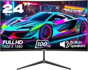 24 Inch 100Hz Monitor Curved Computer Monitor Built-In Speakers Fhd(1920×1080P)