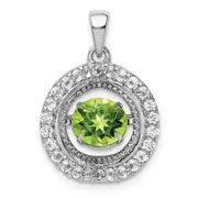 Sterling Silver White Topaz u0026 Vibrant Peridot Circle Pendant