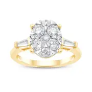 Oval Shaped Ring with 1.00ct of Diamonds in 9kt Yellow Gold
