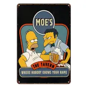 Moe's The Tavern Nobody Knows U Name Rustic Metal Sign Vintage Tin Garage