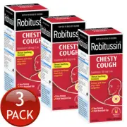 3 x Robitussin Chesty Throat Congestion Soothing Relief Cough Liquid Syrup 200mL