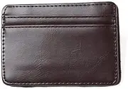 [AUXA] Men's Magic Money Clip Slim Pocket Wallet Credit Card Holder Thin Mini Small Short PU Leather Simple Bifold Folding Wallet