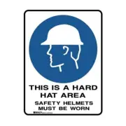 Brady Sign - This Is A Hard Hat Area Safety Helmets Must Be Worn 250 x 180mm Sti