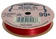 Offray Spool O Ribbon Red Polyester 10 Yards 1/8 Inch 3mm Craft Gift Wrap Thin