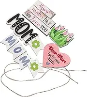 BRIGHTFUFU Elegant Mother's Day Decor: Tiered Tray Wood Sign Decorations for Home Kitchen