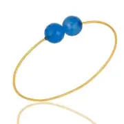 18K Gold Plated Faceted Blue Chalcedony Palm Bracelet With Ball Gemstone Jewelry