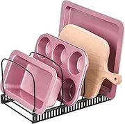 Toplife Adjustable Bakeware Rack, 10 Adjustable Compartments, for Pantry or Cabinet, Black