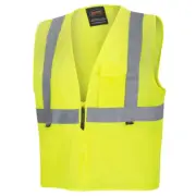 High Visibility Tricot Mesh Zip-Up Safety Vest, Hi Vis Reflective Tape, Yellow/