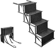 Pet Car Ladder,4 Steps Pet Stairs,Folding Dog Stairs,Dog Ramps, Dog Paw Pattern Ladder,Non-Slip Sturdy Pet Steps,Safety Travel Stairs,for Small,Medium,Large Dogs Ramps