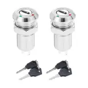 2Pcs 11.5mm 2 Positions NO NC Electric Key Lock Push Button Switch S1203