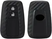 OTMIK Carbon Fiber Silicone Car Key Cover Cases fit for Toyota Camry Corolla RAV4 CHR Prius Prado Smart Key Shell (2 Buttons)