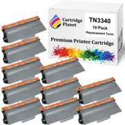 10-Pack Compatible Toner Cartridge for Brother TN-3340 TN3340 (8,000 Pages) for Brother DCP8155DN HL5440D HL5450DN HL5470DW HL6180DW MFC8510DN MFC8910DW MFC8950DW
