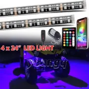 4X 24" RGB LED Light Under Glow Neon Strip for Spyder Can AM Snowmobile ATV UTV