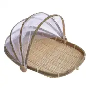 Bamboo Woven Mesh Storage Basket Cover Tent Food Fruit anti Flies Insect Net