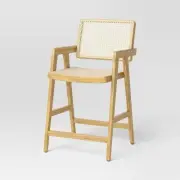 Wood Framed Woven Panel Counter Height Barstool Natural - Threshold