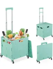 Foldable Shopping Trolley with Swivel Wheels up to 35 kg with Lid and Handle