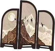 Ｂｅｓｇａ Decorative Table Screen Partition Desktop Folding Screen 3 Panel Divider Feng Shui Ornament for Shelf Dining Room Decoration, Style A