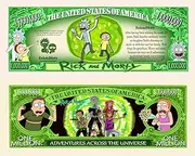 Rick and Morty Cartoon Comedy Series Future Time Travel Commemorative Novelty Million Bill with Semi Rigid Protector