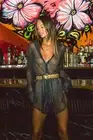 Free People Jen’s Pirate Booty Sparkly Mesh Scorpio Shimmer Shirt M Navy New