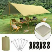 3*3m Camping Tent Tarp Shelter Waterproof Rain Fly Hammock Sun Shade Picnic Mat