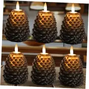 6 Pcs LED Pine Cone Candles,Christmas Unscented Pinecone Candles,Flameless