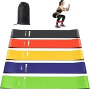 5 Resistance Levels Exercise Bands, Elastic Exercise Loop Bands for Home Fitness, Workouts, Strength Training, Gym, Natural Latex Fitness Workout Bands for Yoga, Stretching, Pilates