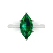 2.50 ct Marquise Cut Emerald Stone Bridal Promise Engagement Ring 14k White Gold