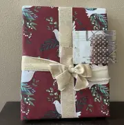 Envogue Tablecloth 70” Round Christmas White Dove New Oblong Burgundy Red