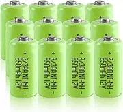 JINTION Rechargeable 2/3 AA Size Batteries, 2/3 AA NIMH Battery 1.2V 650mah Button-Top 2/3AA Battery for Solar Light (30 * 14mm, 2/3 AA), 12 Pack