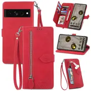 Phone Cover For Google Pixel 7a,Imprinted Pattern Zipper Pocket Phone Case with Wallet Stand