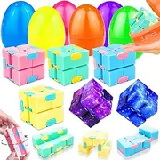 6 Pack 4" Jumbo Easter Eggs Filled Fidget Puzzle Balls, Magic Cube Stress Relief Fidget Toys Brain Teaser Game Kids Boys Girls Easter Basket Stuffers Fillers Gift Party Favors Easter Hunt