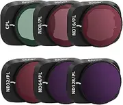 BRDRC Mini 3 Pro Filters Set, 6 Pack CPL, ND8/PL, ND16/PL, ND32/PL, ND64/PL, ND128/PL Neutral Density Filter Compatible with DJI Mini 3 Pro/Mini 3 Drone Lens Accessories(Aluminum Alloy Frame)