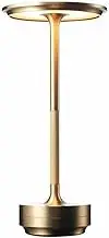 Cordless Table Lamp, 3 Color Stepless Dimming Rechargeable Desk Lamp, Night Light Modern Hotel Restaurant Dining Lights (Gold)