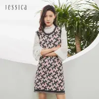 在飛比找momo購物網優惠-【JESSICA】典雅提花須邊無袖針織洋裝 222277